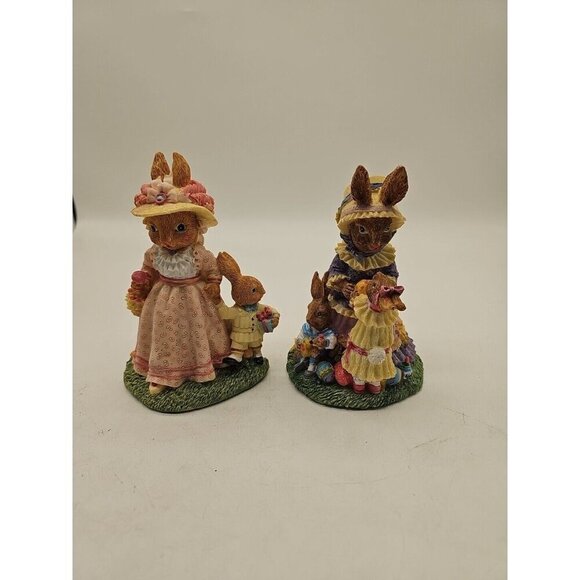 The Victorian Collection Figurine Rebecca Rabbit With Arthur & Eleanor 1995 X 2 - Picture 1 of 10